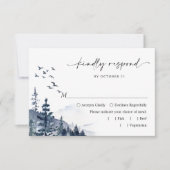 Elegant Waterverf Mountains Forest Wedding RSVP Kaartje (Voorkant)