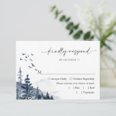 Elegant Waterverf Mountains Forest Wedding RSVP Kaartje (Staand voorkant)