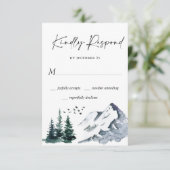 Elegant Waterverf Mountains Forest Wedding RSVP Kaartje (Staand voorkant)