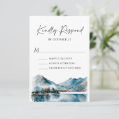 Elegant Waterverf Mountains Forest Wedding RSVP Kaartje (Staand voorkant)