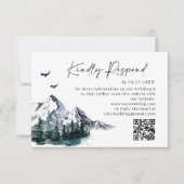 Elegant Waterverf Mountains Forest Wedding RSVP Kaartje (Voorkant)