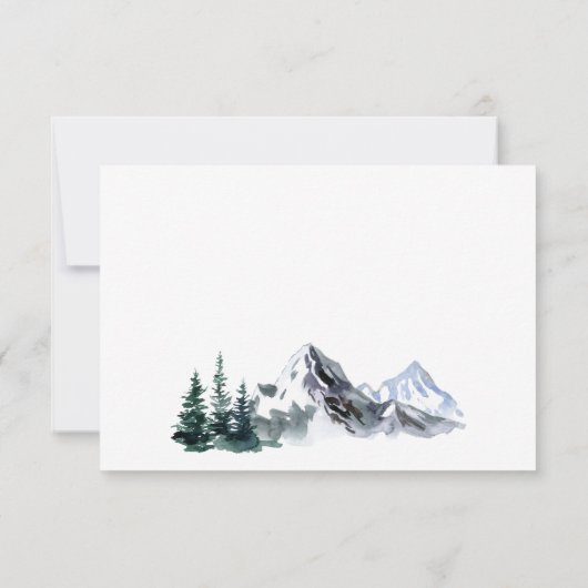 Elegant Waterverf Mountains Forest Wedding RSVP Kaartje (Achterkant)