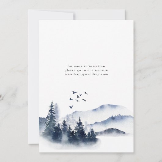 Elegant Waterverf Mountains Forest Wedding Save The Date (Achterkant)