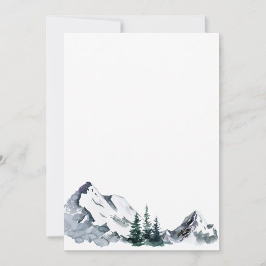 Elegant Waterverf Mountains Forest Wedding Save The Date (Achterkant)
