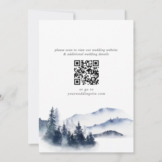 Elegant Waterverf Mountains Forest Wedding Save The Date (Achterkant)