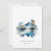 Elegant Waterverf Mountains Forest Wedding Save The Date (Achterkant)