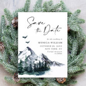 Elegant Waterverf Mountains Forest Wedding Save The Date