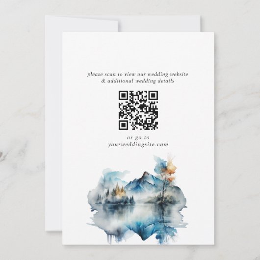 Elegant Waterverf Mountains Forest Wedding Save The Date (Achterkant)