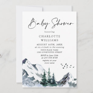 Elegant Waterverf Mountains NEUTRAL Baby shower Kaart