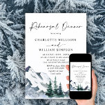 Elegant Waterverf Mountains Rehearsal Dinner Kaart<br><div class="desc">Elegant Waterverf Mountains Rehearsal Dinner Invitation.</div>