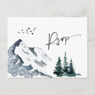 Elegant Waterverf Mountains Weddenschap QR code RS Briefkaart