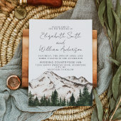 Elegant Waterverf Mountains Wedding Kaart