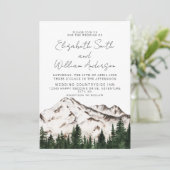 Elegant Waterverf Mountains Wedding Kaart (Staand voorkant)