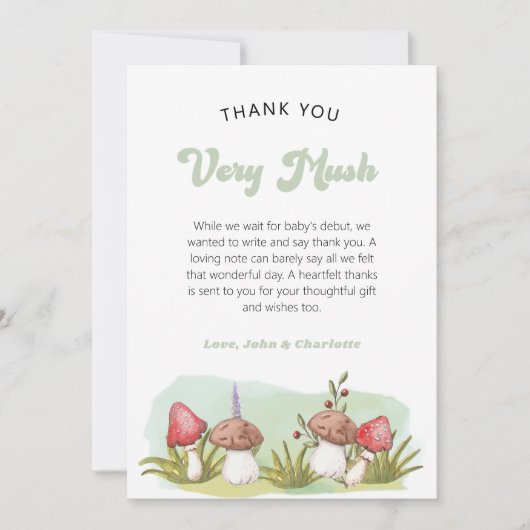 Elegant Waterverf Mushroom Woodland Bedankkaart (Voorkant)