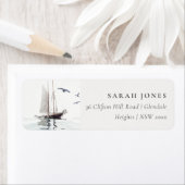Elegant Waterverf Nautical Sailing Yacht Address Etiket (Insitu)