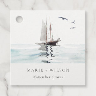 Elegant Waterverf Nautical Sailing Yacht Wedding Bedankjes Labels