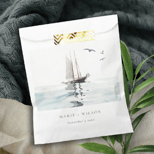 Elegant Waterverf Nautical Sailing Yacht Wedding Bedankzakje