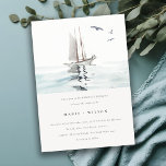 Elegant Waterverf Nautical Sailing Yacht Wedding Kaart<br><div class="desc">Neem contact met mij op via yellowfebstudio@gmail.com voor meer aanpassingen of andere overeenkomende objecten.</div>