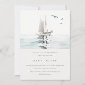 Elegant Waterverf Nautical Sailing Yacht Wedding Kaart (Voorkant)