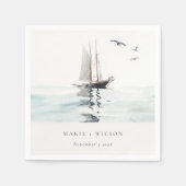 Elegant Waterverf Nautical Sailing Yacht Wedding Servet (Voorkant)