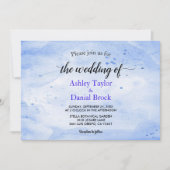 Elegant Waterverf Navy Blue Classy Rustic Wedding Kaart (Voorkant)