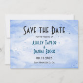 Elegant Waterverf Navy Blue Classy Rustic Wedding Save The Date (Voorkant)