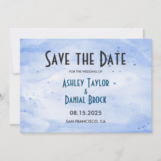 Elegant Waterverf Navy Blue Classy Rustic Wedding Save The Date (Voorkant)