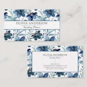 Elegant Waterverf Navy Blue Floral Modern Pattern Visitekaartje (Voorkant / Achterkant)