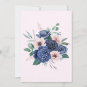 Elegant Waterverf Navy Blue Floral Wedding Invita Kaart (Achterkant)