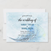 Elegant Waterverf Navy Blue Rustic Modern Wedding Kaart (Voorkant)
