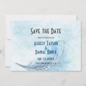 Elegant Waterverf Navy Blue Rustic Modern Wedding Save The Date (Voorkant)