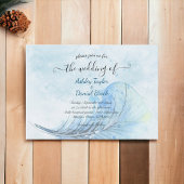 Elegant Waterverf Navy Blue Script Modern Wedding Kaart