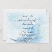 Elegant Waterverf Navy Blue Script Modern Wedding Kaart (Voorkant)