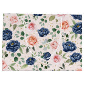 Elegant Waterverf Navy Coral Floral Groot Cadeauzakje (Achterkant)