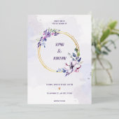 Elegant Waterverf Neutrale florale bruiloft goud Folie Uitnodiging (Staand Voorkant)