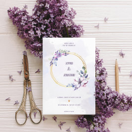 Elegant Waterverf Neutrale florale bruiloft goud Folie Uitnodiging