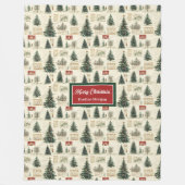 Elegant waterverf nostalgisch kerstcadeau fleece deken (Voorkant)