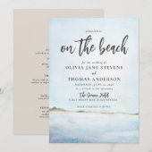 Elegant Waterverf Ocean Beach All in One Wedding Kaart (Voorkant / Achterkant)