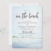 Elegant Waterverf Ocean Beach All in One Wedding Kaart (Voorkant)
