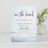 Elegant Waterverf Ocean Beach All in One Wedding Kaart (Staand voorkant)