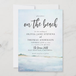 Elegant Waterverf Ocean Beach All in One Wedding Kaart