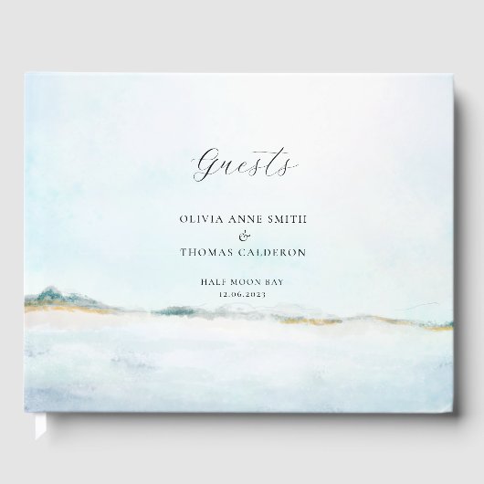 Elegant Waterverf Ocean Beach Wedding Guestbook Gastenboek (Voorkant)