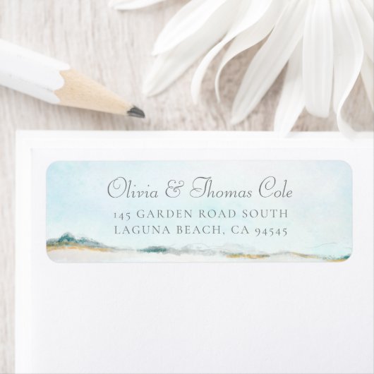 Elegant Waterverf Ocean Return Address Label (Insitu)