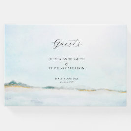 Elegant Waterverf Oceanfront Weddenschap Boek