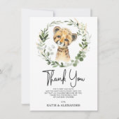 Elegant Waterverf Oerwoud Greenery Baby Leopard Bedankkaart (Voorkant)