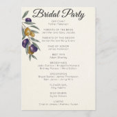 Elegant Waterverf Olijf Trouwprogramma Programmakaart (Achterkant)