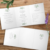 Elegant Waterverf Olive Branch All-in-One Wedding Drieluik Uitnodiging
