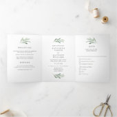 Elegant Waterverf Olive Branch All-in-One Wedding Drieluik Uitnodiging (Binnen)