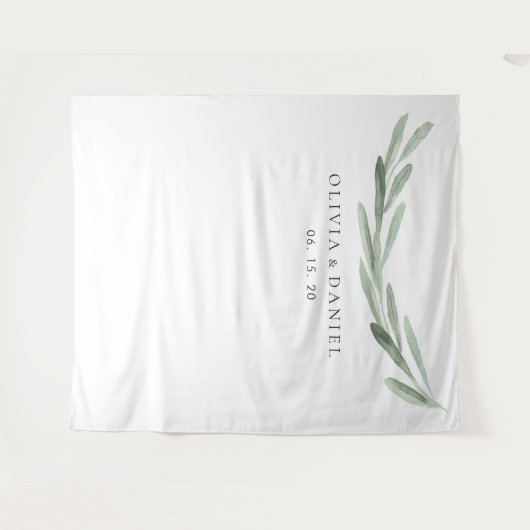 Elegant Waterverf Olive Branch Wedding Backdrop Wandkleed (Voorkant (horizontaal))