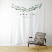 Elegant Waterverf Olive Branch Wedding Backdrop Wandkleed (In situ)